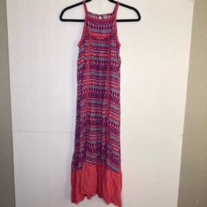 Cherokee Tribal Print Halter Maxi Dress Boho Summer Size L